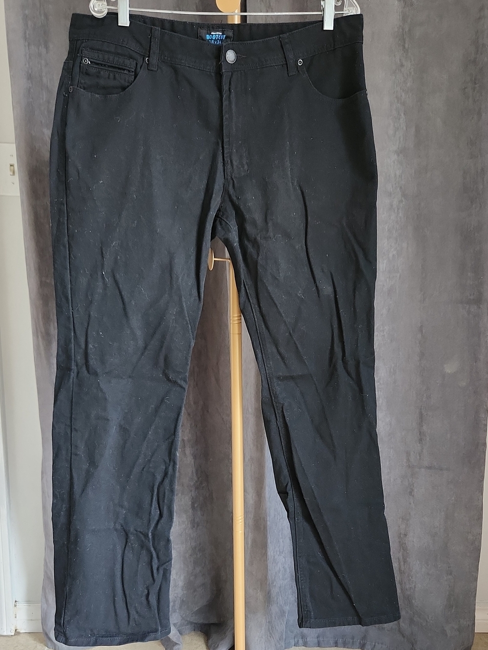Urban Heritage Black Bootcut Jeans with Blue Logo
